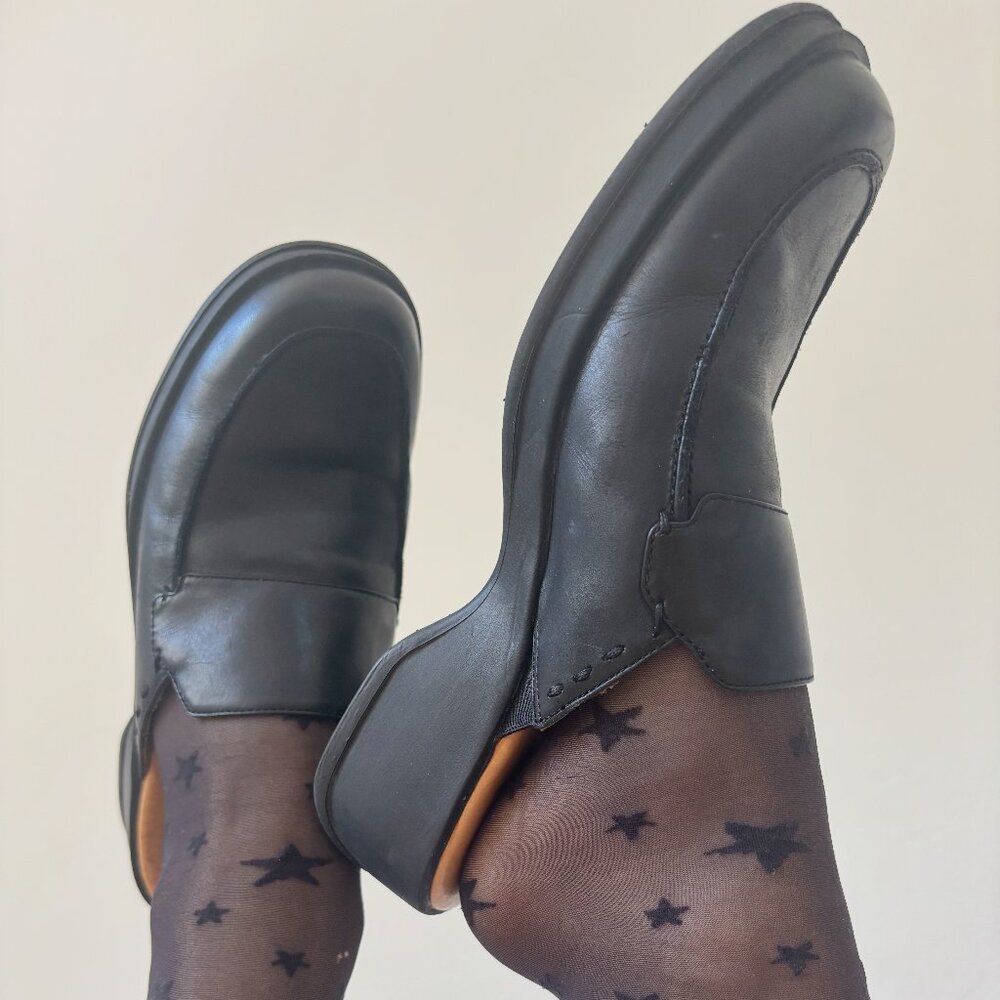Vintage Minimalist Hush Puppies Zero G Leather Loafer Mules